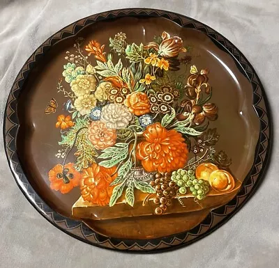 Vintage Daher Decorated Ware  Floral Tin Tray 12”- PRICE REDUCED!! • $8