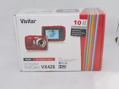 Red Vivitar 10MP Waterproof Digital Camera All Weather VX426-RED-PR New Sealed • $29.99