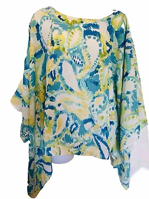 Danny & Nicole Women Size 12 Medium Poncho Relax Fit Blouse Top Batwing Chiffon • $18