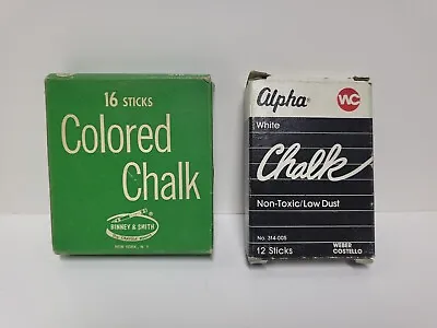 Vintage Binney & Smith Crayola Colored & Alpha White Chalk Lot Of 2 Boxes USA • $13.99