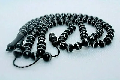 Prayer Beads 99 Blake Coke Wooden Masbaha Inlaid Silver Islamic Misbaha #MK3 • $109.65