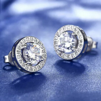 £6.99 • Buy Real 18ct White Gold Plated Crystal Diamond Earring For Men's Or Boy's Unisex