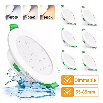 6Pack Ultra Slim LED Ceiling Spot Light Dimmable 3CCT Recessed Downlight IP65 • £23.99