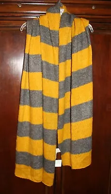 New FOREVER 21 Gray & Yellow Striped LONG Knit SCARF / Soft SHAWL 26  X 78  • $8.50