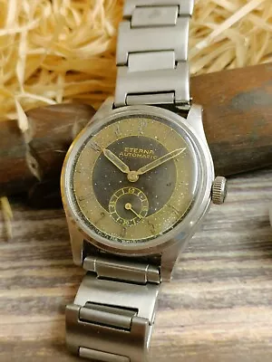 £342.88 • Buy Authentic Eterna Automatic Bumper Sub Second Swiss Patina Aged Dial Retro Watch