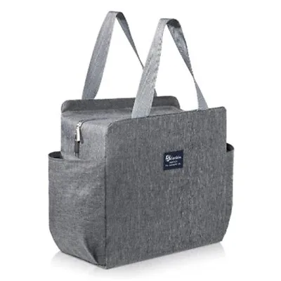 Insulated Lunch Bag With Dual Side Pockets Thermal Lunch Tote Bag Women Men8159 • £8.72