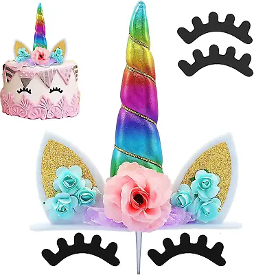 $18.89 • Buy Unicorn Cake Topper Handmade Rainbow Horn Unicorn Cake Topper Unicorn Happy Birt
