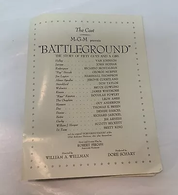 Vintage BATTLEGROUND Playbill/Program 1949 MGM • $20