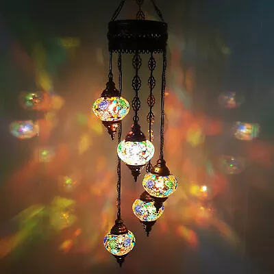 £100 • Buy Authentic Turkish Moroccan Glass Mosaic Hanging Lamp Ceiling Light Chandeliers