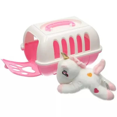 Plush Unicorn In A Carrier Cage / Stuffed Toy Pet For Kids 3+ • £9.90