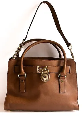 Michael Kors Hamilton Acorn Saffiano Leather Medium Brown Satchel Bag • $30