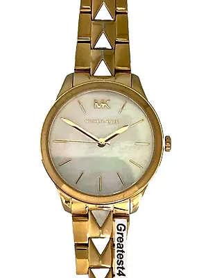 Used Michael Kors MK6689 Runway Mercer MOP Dial Two Tone Ladies 39 MM Watch • $49.99