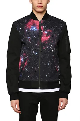 $34.99 • Buy Tripp Nebula Galaxy Spiritual Punk Rocker Biker Flight Universe Bomber Jacket