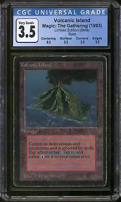 Magic MTG Beta Volcanic Island CGC 3.5 Pedigree MP/HP #17 • $8988.95