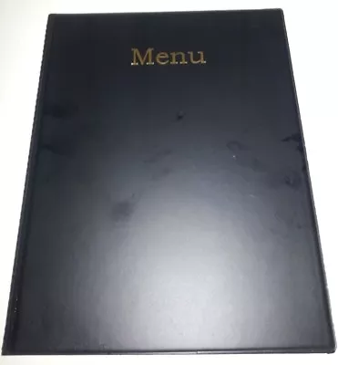 A4 Economical Cheap Version Menu Cover/folder With 4 A4 Pockets Ref Plain Black • £6