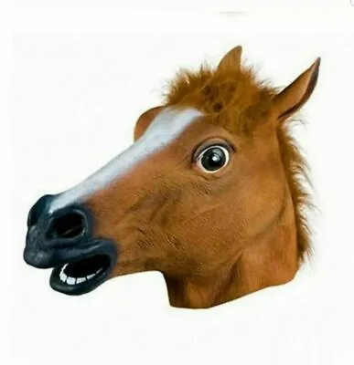 RUBBER HORSE HEAD MASK FANCY DRESS PARTY LATEX HALLOWEEN ADULT Cosplay UK  • £14.99
