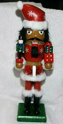 Wood Nutcracker Santa Glitter King Vintage  14   December Home Christmas Decor • $15.99