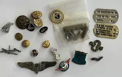 Lot Of US Army Air Force Pilot Aviation Wing Military Pin Dog Tags Buttons More • $26
