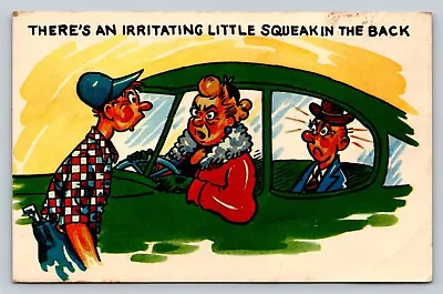 C1957 Woman Insulting Man In Back Seat VINTAGE Comic Postcard 3c Stamp • $3.14