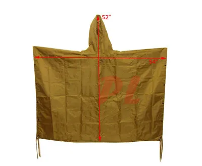 Military USMC G.I Style All Weather Poncho Rain Coat Ripstop Nylon - Coyote   • $32.99