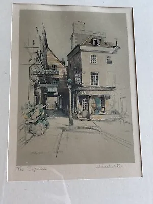 Marjorie C Bates Graphite Signed. Framed.  The Square Winchester C1940s • £18