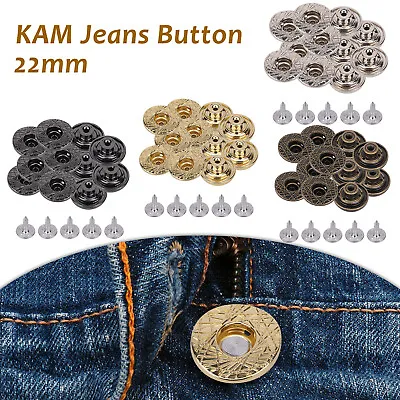 KAM Jeans Buttons With Pins 22mm For Denim Jacket Jeans Skirts Crafting Projects • $17.56