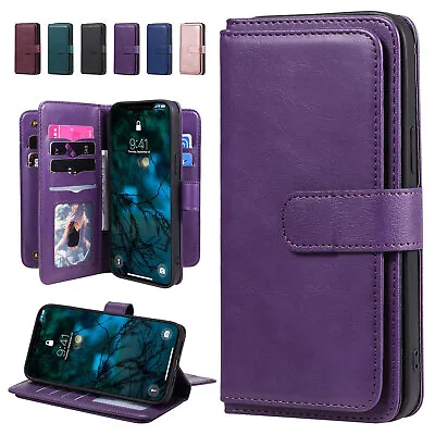 For IPhone 15 14 13  12Pro Max XS Mini XR XS Leather Card Wallet Flip Case Cover • $18.10