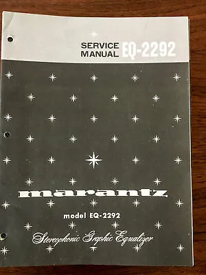 Marantz EQ-2292 Equalizer Service Manual *Original* • $19.98