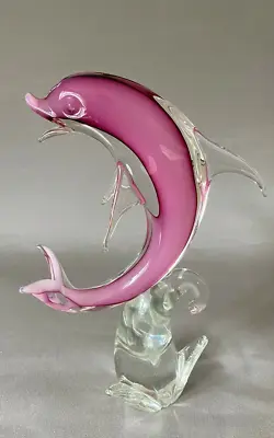 Vintage Murano Art Glass Pink Cranberry Dolphin Figurine • $276.50