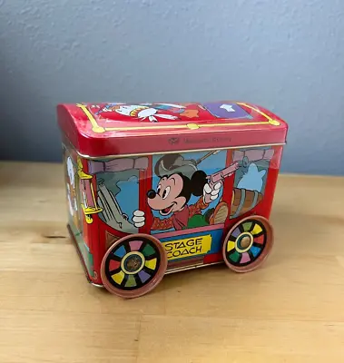 Vintage Disney Mickey Mouse Stagecoach Frontier Tin SEALED With Candy • $20
