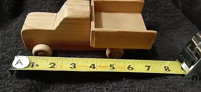 Vintage Handmade Wooden Toy Truck Flatbed Rolling Wheels Pickup Work Vehicle • $8.99