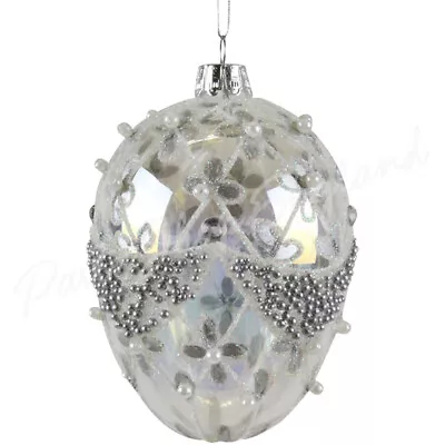 £10.50 • Buy Gisela Graham Christmas Baubles Glass Eggs Xmas Tree Decorations Hanging Decor