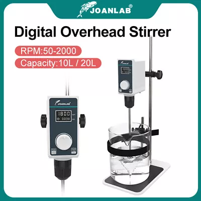 Digital Overhead Stirrer Mixer Lab Electric Stirrer W/Timing 50-2000RPM 10L 20L • $329