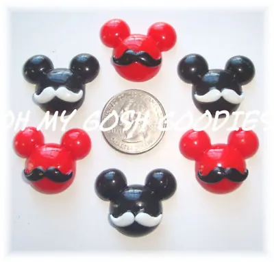 6pc Magical Mustache Mickey Minnie Flatback Resin For Designer Hairbow Bow • $1.95
