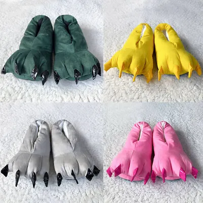 Dinosaur Feet Slipper Novelty Soft Women Men 3D Animal Monster Funny Shoes • £9.23