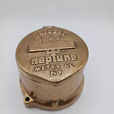 Vintage Neptune Water Meter Trident New York Brass Lid Box Excellent Condition  • $34.90