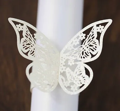 £4.79 • Buy 10/50x Glitter Laser Cut Butterfly Wedding Napkin Ring Holder Buckle Party Decor