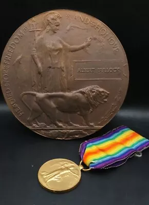 £150 • Buy WW1 Memorial Death Plaque + Medal.  Albert Bullock.  1914-1918. 77686 SPR. R.E