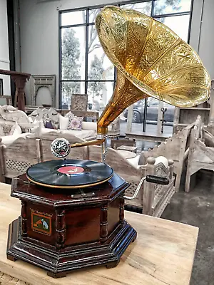Antique Style Gramophone Player Wind Up Phonograph Vintage Record Player • $280