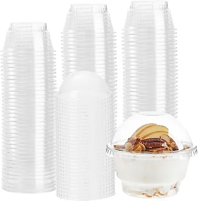 BEGA HOME Clear Plastic Cups - 5oz 50 Cups And Lids - Dessert Cups -B10 • $18.99