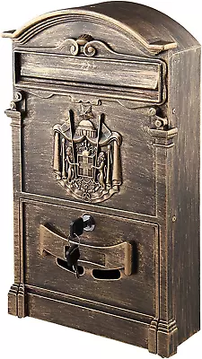 Wall Mount Locking Mailbox Vintage Lockable Metal Mailboxes Large Capacity Postb • $69.99