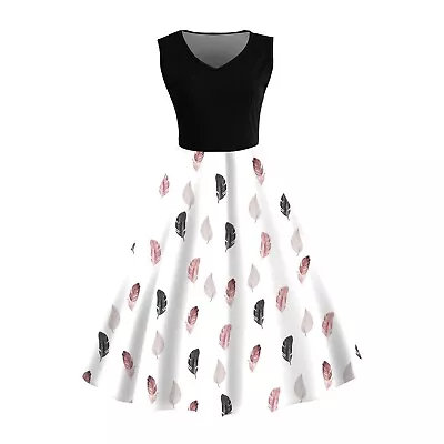 Women's Feathered Print Style Vest Sleeveless Side Formal Gown Dresses For Women • $16.34