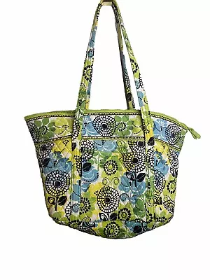 Vera Bradley Limes Up Green Blue Floral Large Tote Bag Travel Handbag Business • $26.99
