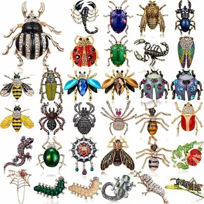 Chic Women Crystal Animals Insects Butterfly Bee Beetle Brooch Pin Jewelry Gift • $1.54