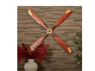 Large Vintage Airplane Propeller Rustic Wall Art Sculpture Wood W/Metal Accents • $59.87