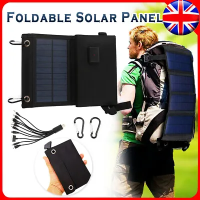 £15.29 • Buy 100W USB Solar Panel Folding Power Bank Outdoor Camping Hiking Battery Charger