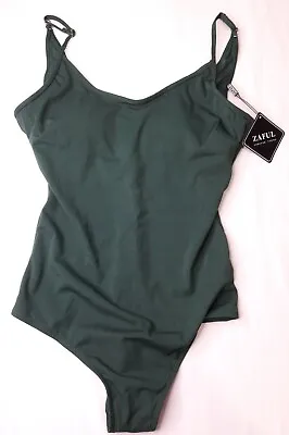 NEW Women’s ZAFUL Dark Green Padded One Piece Swimsuit (L)  • $18.31