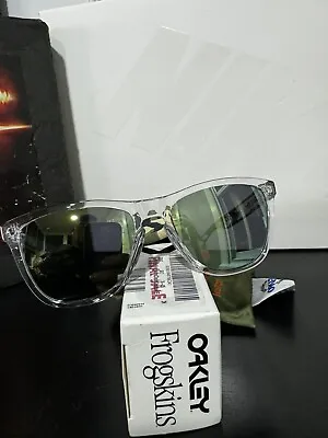 NEW Oakley Frogskins Eric Koston Signature Series Clear / Emerald Iridium 24-436 • $155