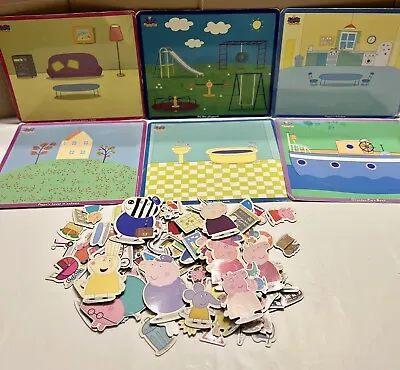 RARE! Peppa Pig Playland Magnetic 6 Scene Boards Play Set & 100 Magnets Toys • £20.90