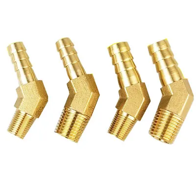 £3.10 • Buy BSP Male Thread 45 Degree Elbow Hose Tail End Connector Brass Fitting Air Gas